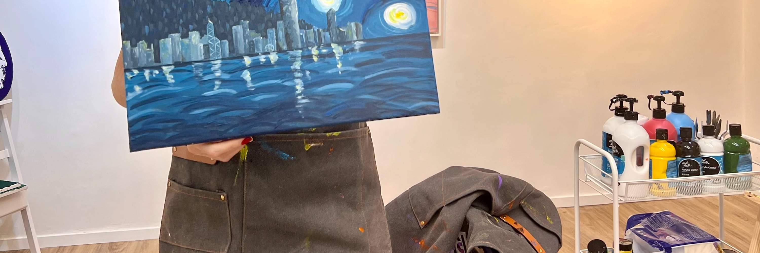 Rica Art Space Hong Kong Skyline painting Pointillism